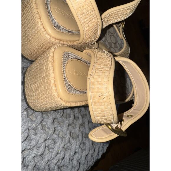 Coach Naomi Jacord Straw Platform Sandals 8 Women’s Vacation - Picture 6 of 9